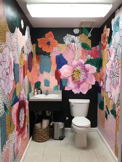 Floral Mural In Bathroom Bathroom Decor Home Decor Bathroom Mural