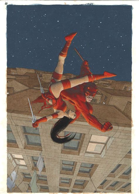 Original Daredevil Vs Elektra Painting By Frank Quitely Daredevil