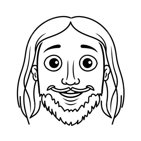 Jesus Face Coloring Page Illustration Outline Sketch Drawing Vector