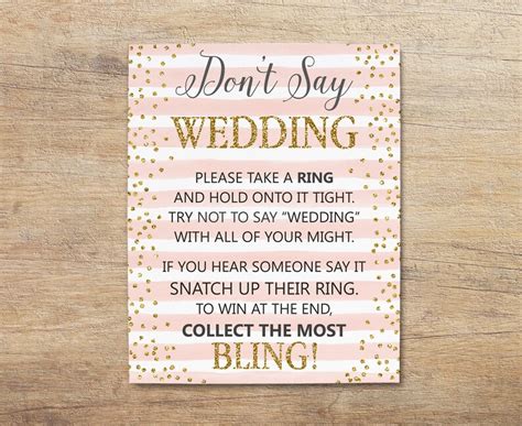 Don T Say Bride Game Printable Dont Say Wedding Sign Etsy