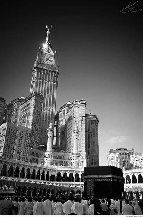 Black And White Shot Of Masjid Al Haram And The Kaba Al Masjid Al