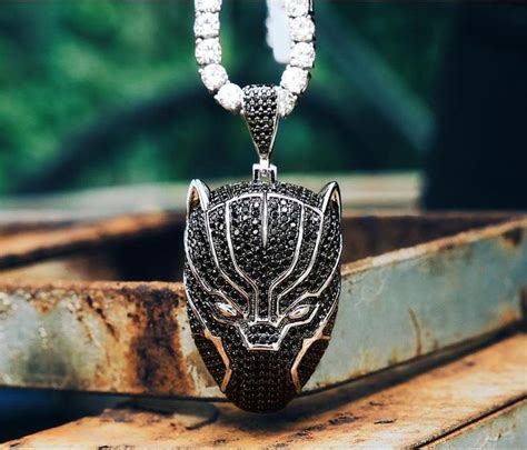 Hip Hop Iced Black Panther Pendant 925 Sterling Silver With Gold