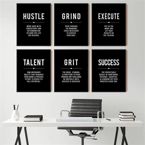 Grind Hustle Success Motivational Posters And Prints Office Decor Modern Art Entrepreneur