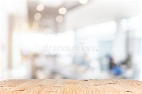 Empty Closeup Top Wood Table With Blur Backgroundfor Product Dis Stock