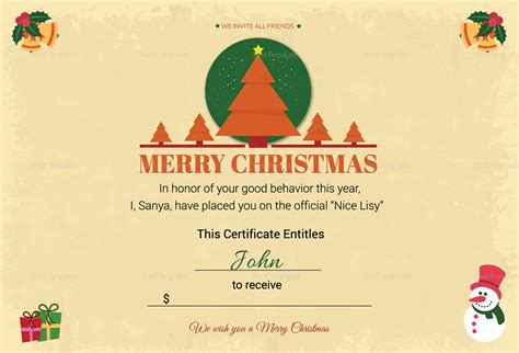 18 T Certificate Templates Excel Pdf Formats Free Christmas T