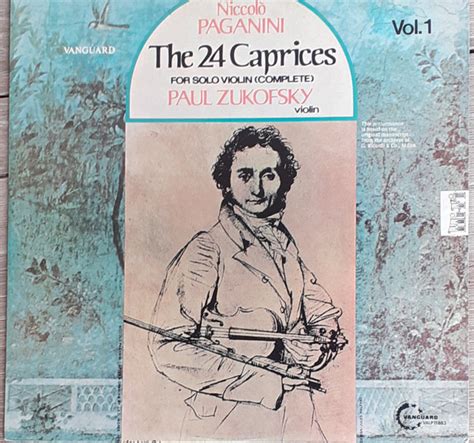 Niccolò Paganini Paul Zukofsky The 24 Caprices For Solo Violin