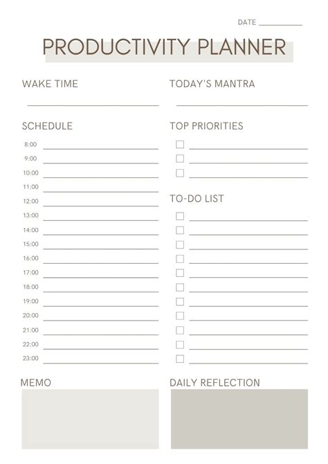 Printable Daily Planner Printable Template Journal Planner Productivity