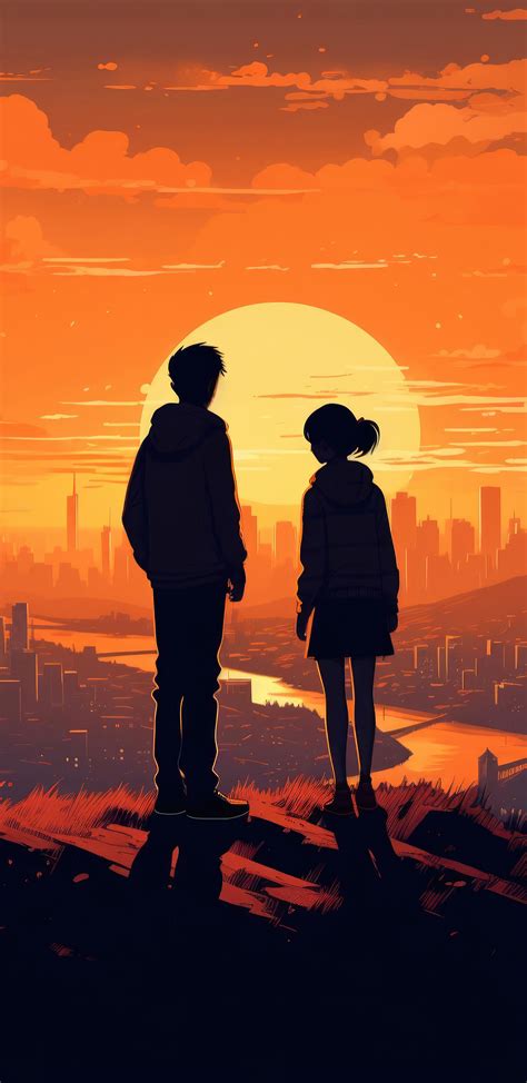 1440x2960 Anime Girl And Boy Watching Sunset 4k Samsung Galaxy Note 98
