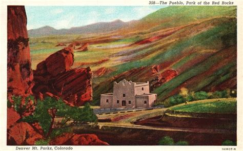 Vintage Postcard 1930s Pueblo Park Of The Red Rocks Denver Mt Parks