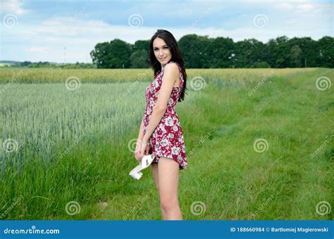 Barefoot Woman In Countryside Stock Photo Image Of Countryside Girl