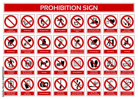 Vetor De Set Of Prohibition Sign Forbidden Sign In White Pictogram