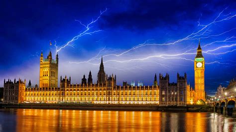 Photos London Big Ben England United Kingdom Lightning 2560x1440