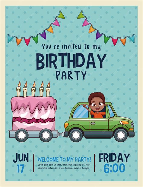 Premium Vector Kids Birthday Invitation Card