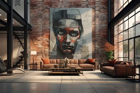 Premium Ai Image Industrialchic Interior Exposed Brick And Artistic