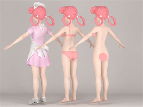 t pose rigged model of joy anime girl 3d model rigged cgtrader