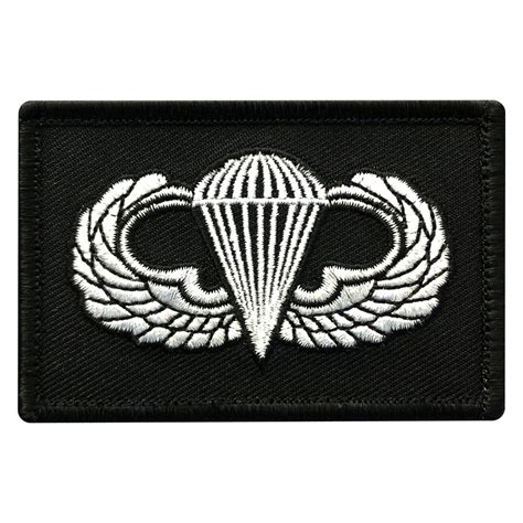 Jump Wings Paratrooper Patch Embroidered Hook Black Miltacusa