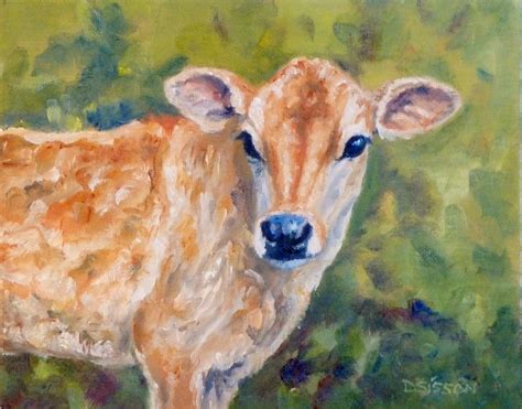 Daily Painting Projects Jersey Calf Oil Painting Cow Portrait Farm