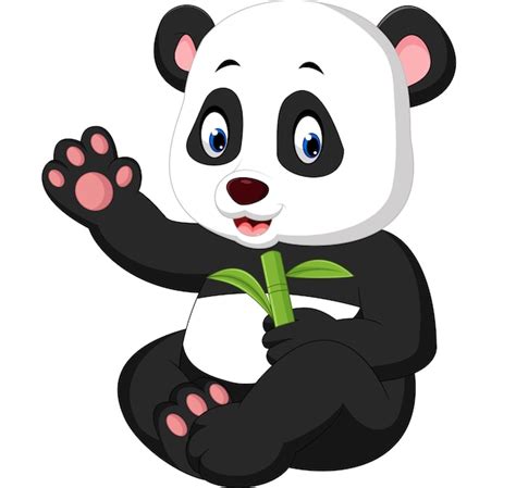 Dibujos Animados Bebé Panda Vector Premium