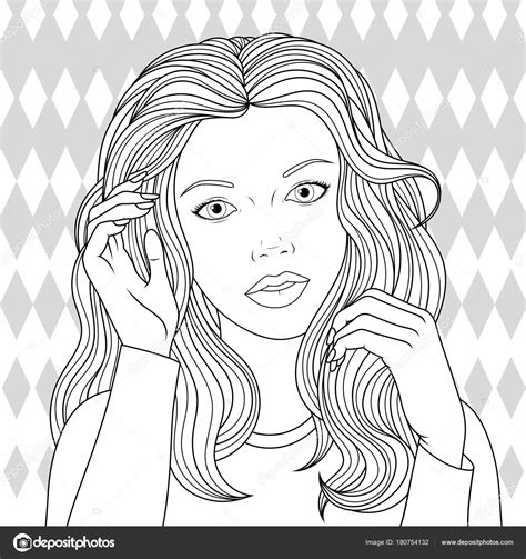 Beautiful Girl Coloring Pages Beautiful Girl Coloring Pages — Stock