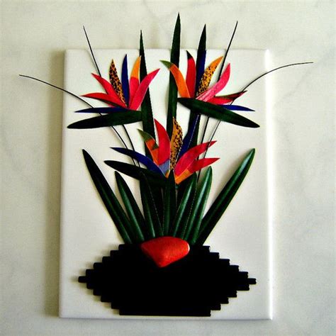 Decorative Tile Bird Of Paradise Flowers Etsy Decorative Tile