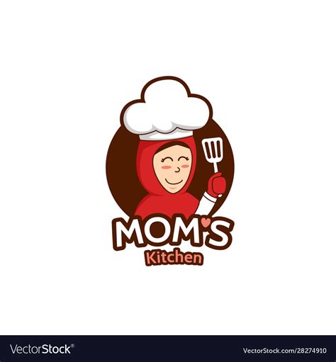 Mommy Mom Kitchen Logo With Female Muslim Mother Vector Image