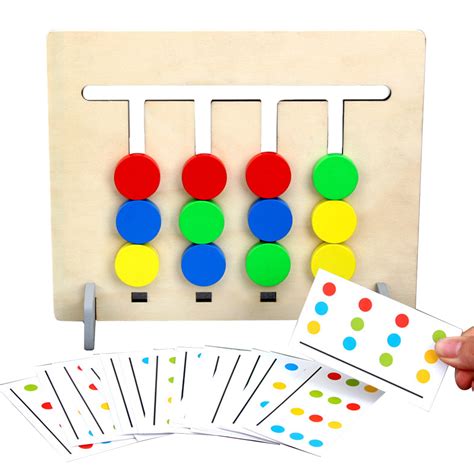 Double Sided Four Color Wooden Puzzle Montessori Toys Childrens Logical Training Puzzle Color