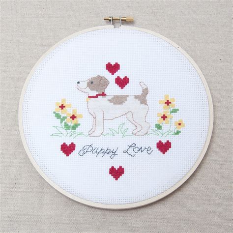Embroidery hoop art can be hung on a wall or propped on a bookshelf. Habicraft Hoop Embroidery Kit Dog HHK007