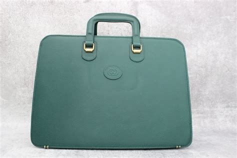 Gucci Green Leather Vintage Hard Sided Briefcase At Jills Consignment