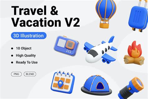 Travel And Vacation V2 3d Icon Graphics Envato Elements