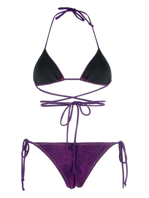 Reina Olga Miami Lurex Bikini Set Farfetch