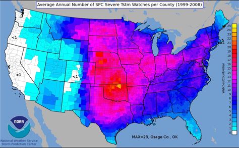 Average Number Of Severe Thunderstorm Watches Issued Per Year 1999