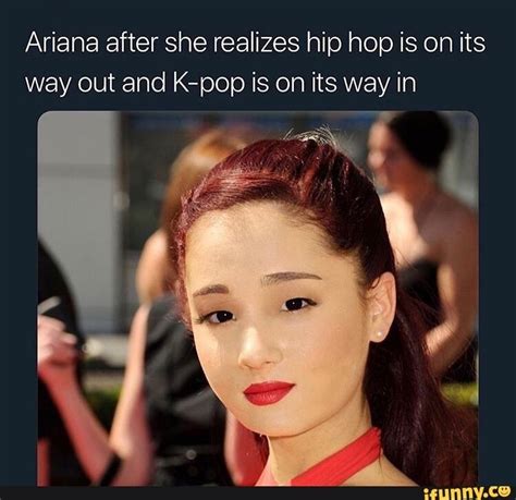 The music video references the movies mean girls, bring it on, 13 going on 30, and legally blonde. Ariana after she realizes hip hop is on its out and K-pop ...