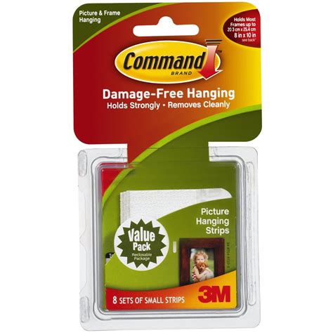 3m Command Picture Hanging Strips Small White 8pkg