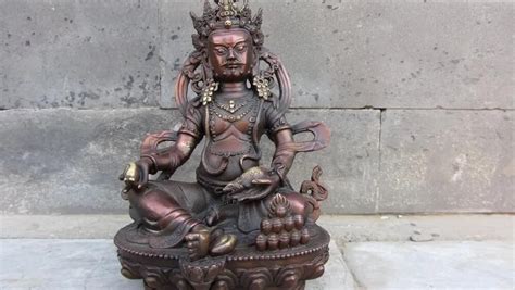 Tibet Buddhism Temple Red Copper Bronze Yellow Jambhala God Of Wealth