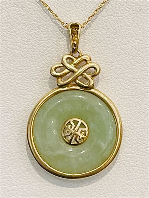 Jade Pendant In K Yellow Gold Etsy