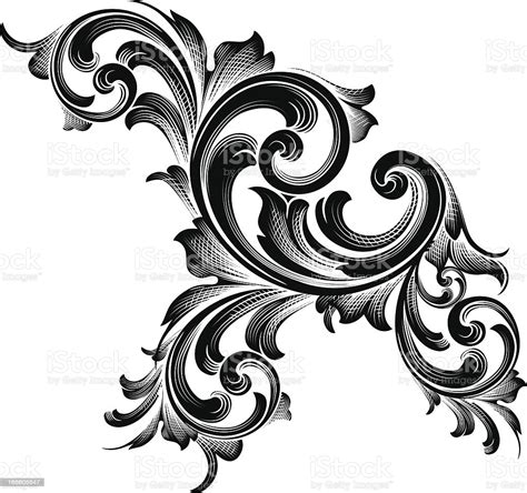 Flowers vintage design in vector art format. Black Shaded Scroll Stock Vector Art & More Images of ...