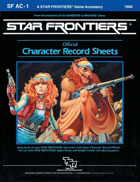 Star Frontiers Sf Ac 1 Official Character Record Sheets Wizards Of