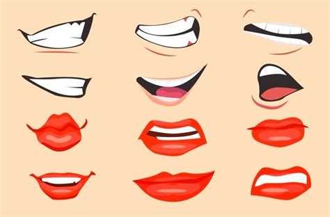 Premium Vector Cartoon Mouth Expressions Set Vector Illustration