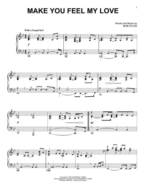 Make You Feel My Love Sheet Music Adele Piano Solo