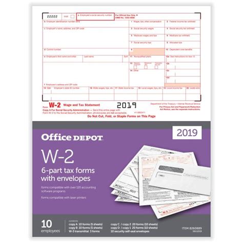 W 2 Laser Tax Forms And Envelopes 2019 Tax Year 6 Part 8 12 X 11