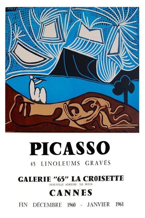 Reprint Of A 1961 Vintage French Exhibition Poster For Works By Picasso