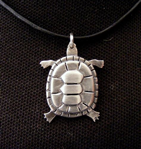 Sterling Silver Turtle Necklace Etsy