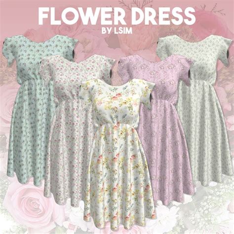 Lsim Flower Dresses Sims 4 Clothing