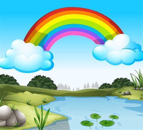 Beautiful Scenery With Rainbow Clipart World