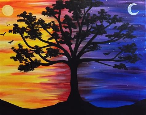 Trees Sun And Moon Shade Painting With Tanya Shadow Painting