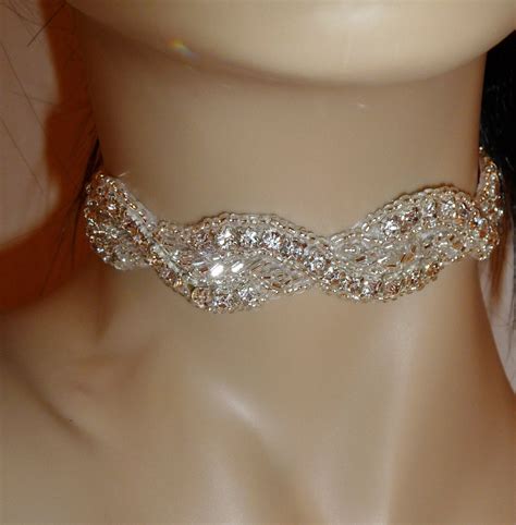 Bridal Rhinestone Necklace Choker Crystal Necklace Bridal