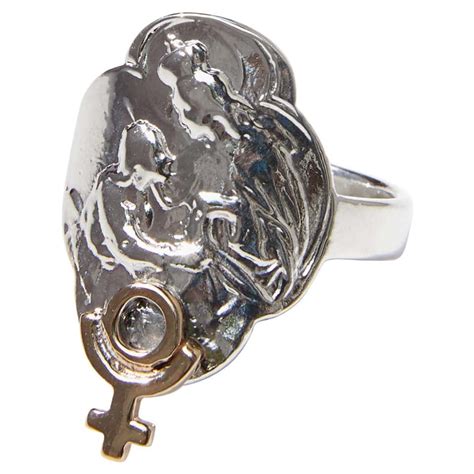 Virgin Mary Crest Ring Sterling Silver Gold Pluto Symbol Astrology J