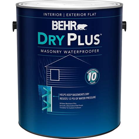 Keep the ventilation with enough air and light to dry up the first coating. BEHR DRYPLUS Interior/Exterior Masonry Waterproofer, White ...