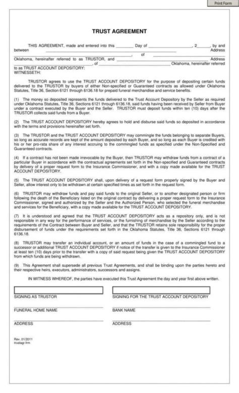 Fiduciary Agreement Template