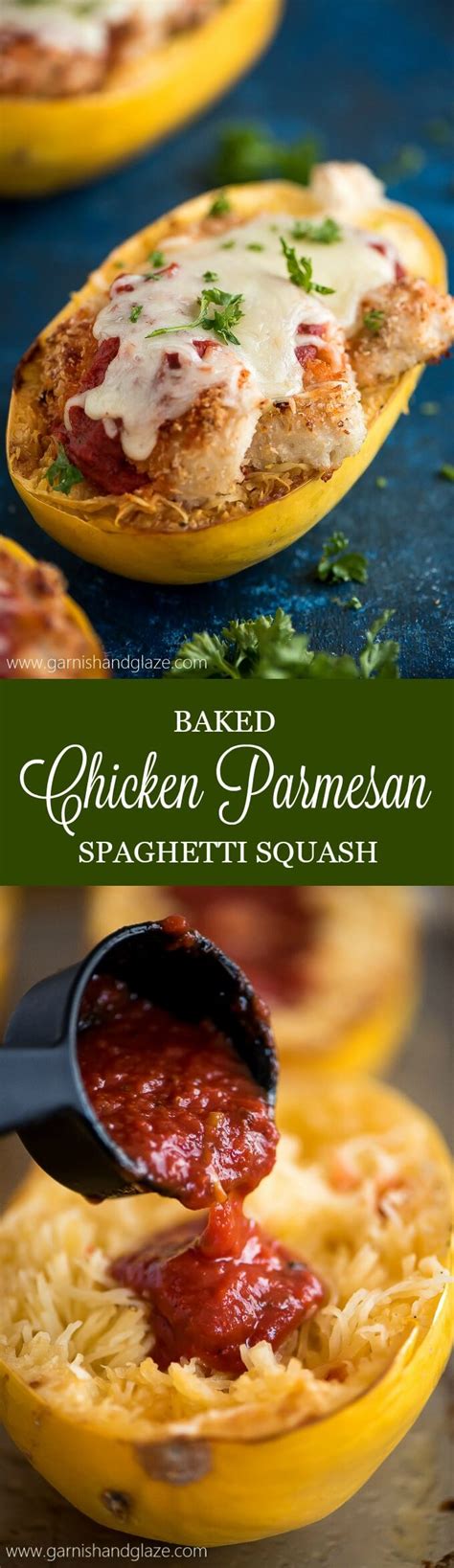 Baked Chicken Parmesan Spaghetti Squash Garnish And Glaze